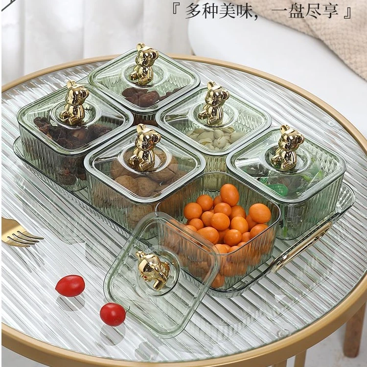 轻奢透明水果盘家用客厅茶几糖果盘坚果干果收纳盒茶点零食摆放盘
