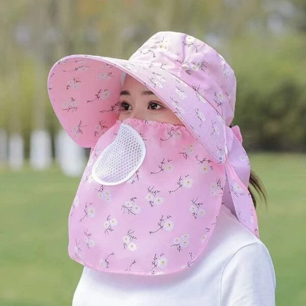 遮阳帽女防晒帽遮脸采茶全脸妈妈太阳帽夏季干农活帽子