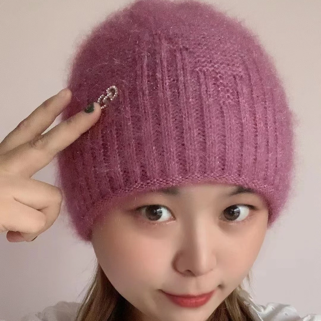 【堆堆帽】中老年帽子冬季保暖毛线帽编织帽子松鼠绒针织帽堆堆帽