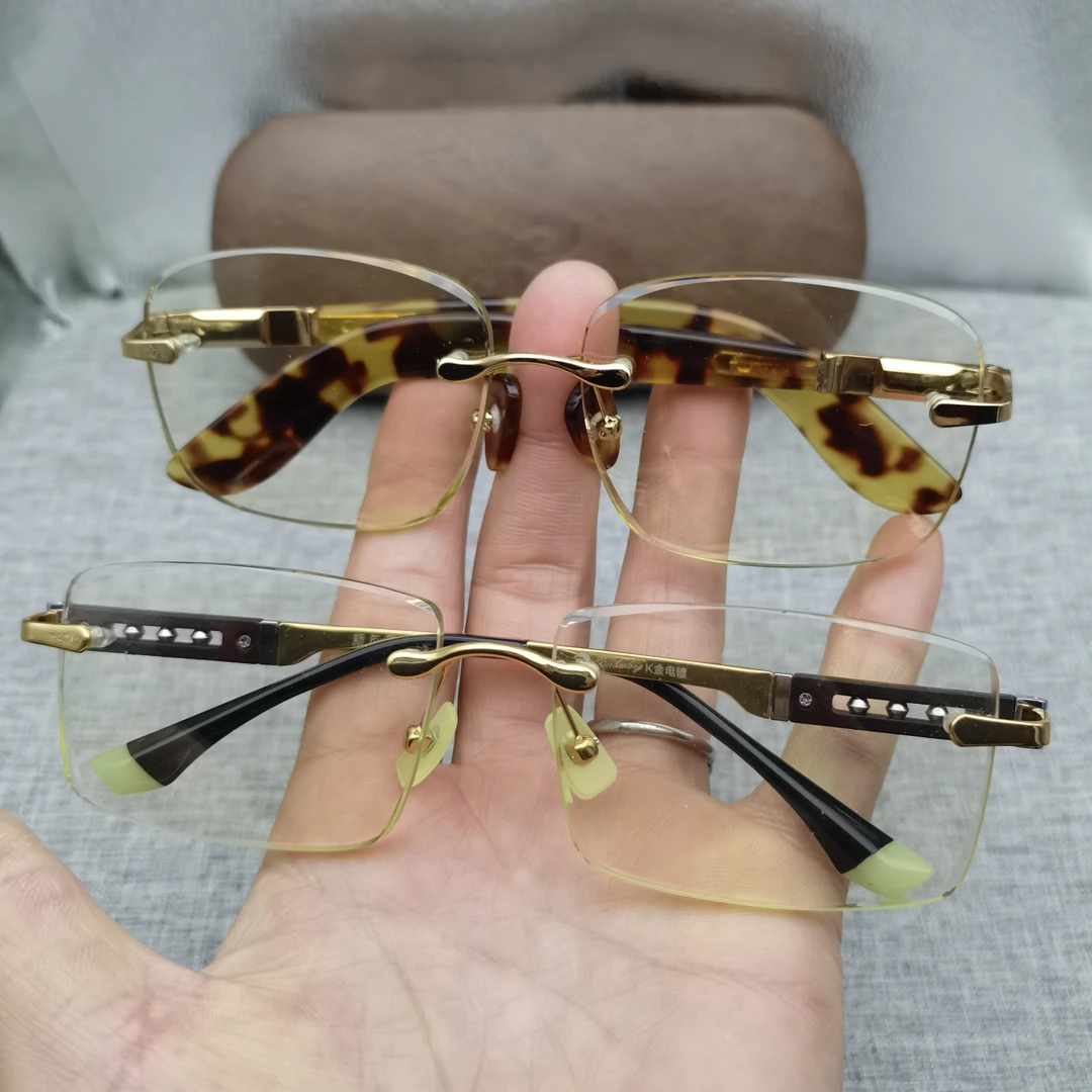 东海石头老料竹叶青养眼润眼高清高透高档时尚护目镜无框石头镜