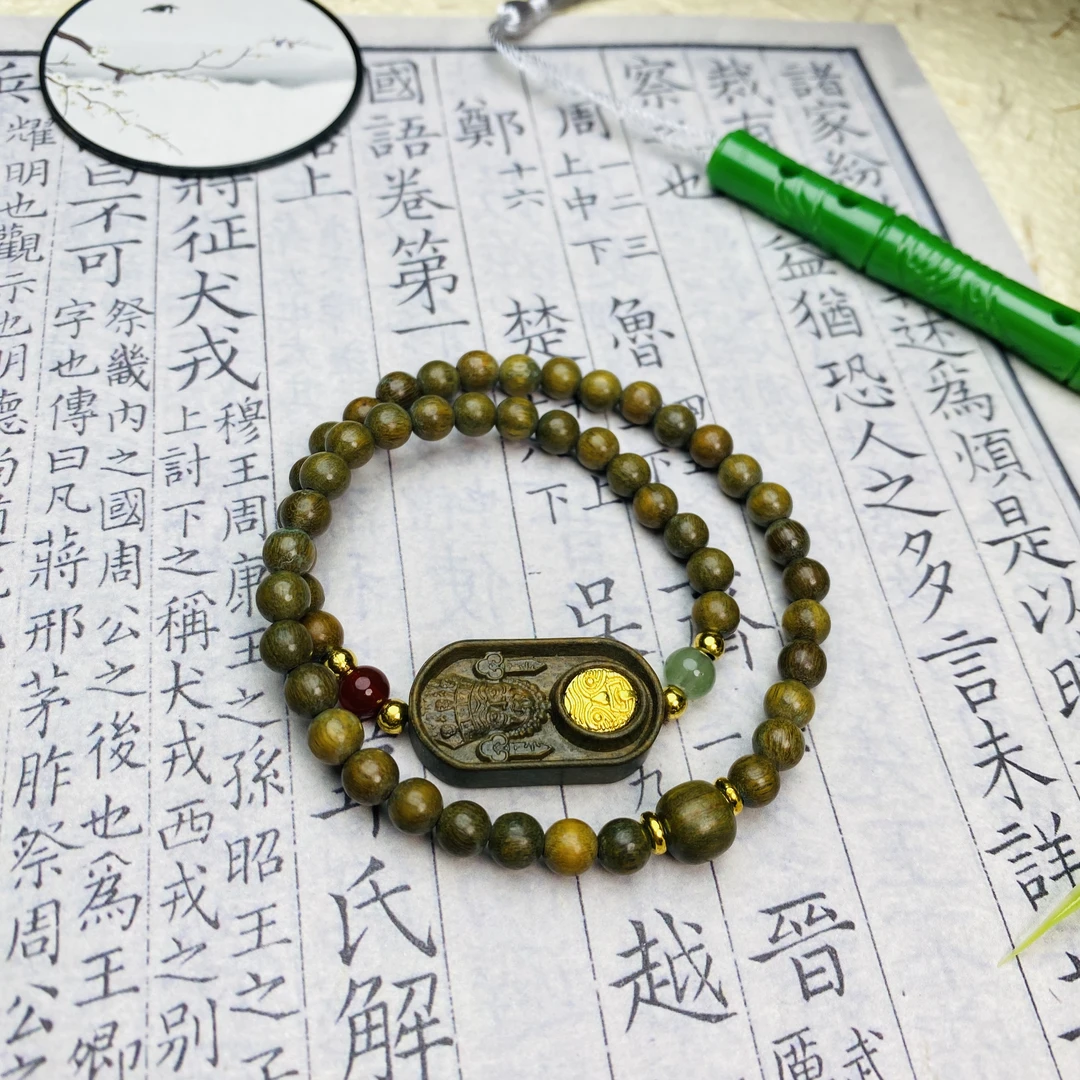 绿檀扎基双圈手串ZM0033