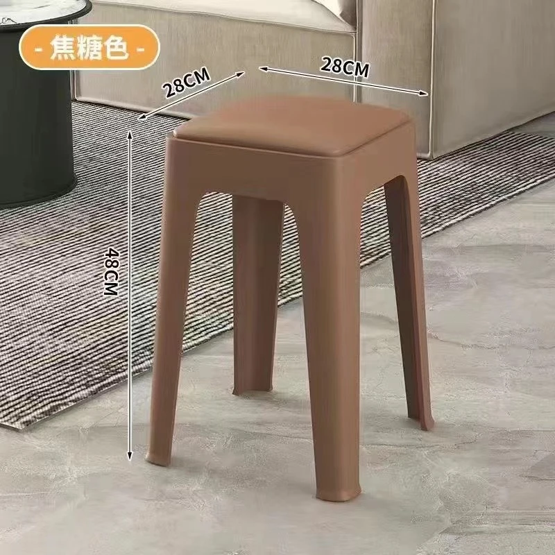 现代轻奢简约舒服软包沙发坐凳可叠放餐桌凳家用客厅聚餐防滑