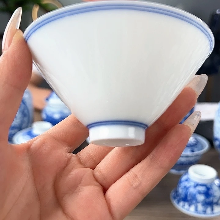 一级品柴窑素胎斗笠杯