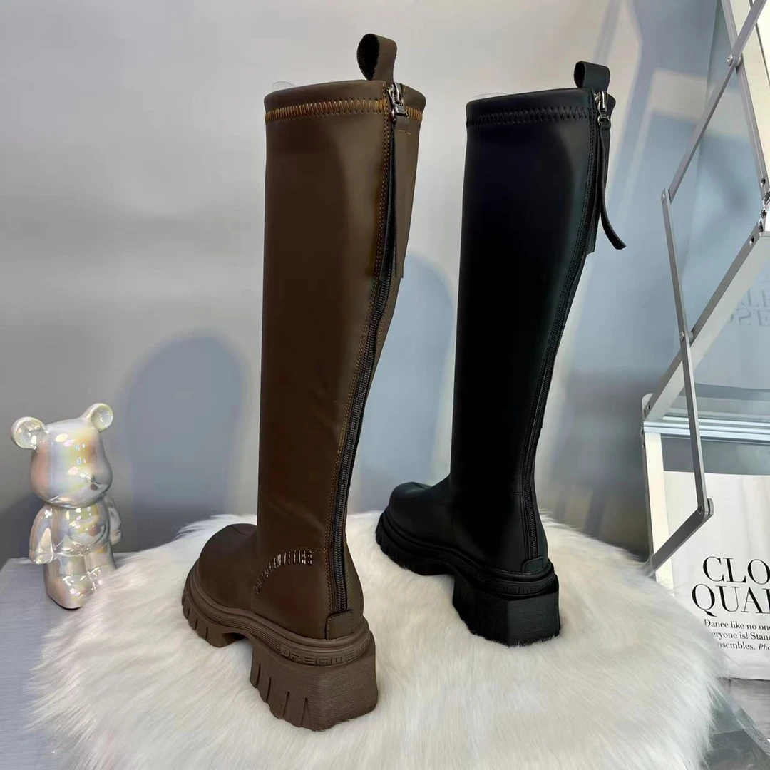 厚底高筒靴时尚百搭女士加绒骑士过膝秋冬长筒韩版时装冬季英伦