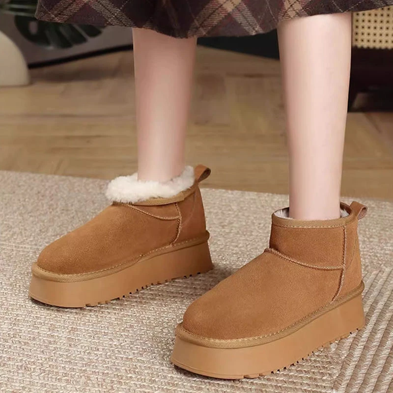 【现货】加绒厚底雪地靴女加棉冬季新款韩版时尚百搭保暖女士棉靴