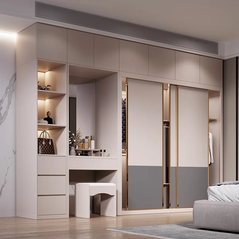 森妮现代简约推拉门衣柜家用卧室北欧小户型轻奢移滑门组装大衣橱