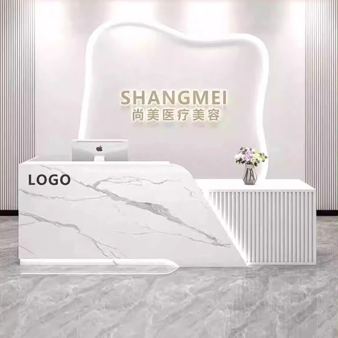 新中式面馆吧台桌收银台饭店锅店前台柜接待台足浴馆酒店大厅定制