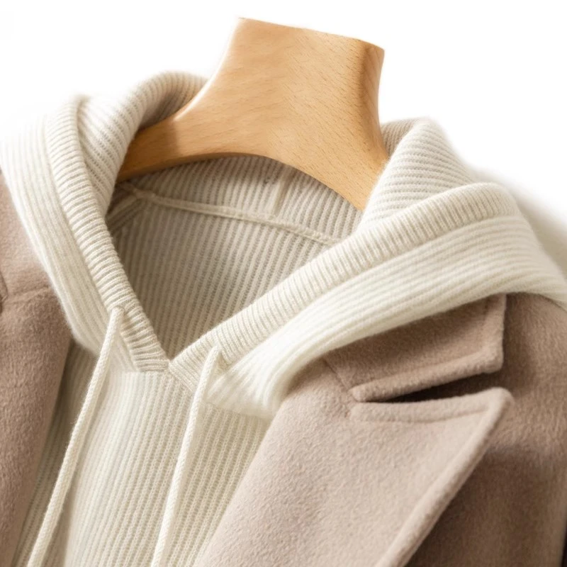 加厚连帽长袖针织衫女纯色百搭带帽毛衣小个子卫衣宽松慵懒上衣冬