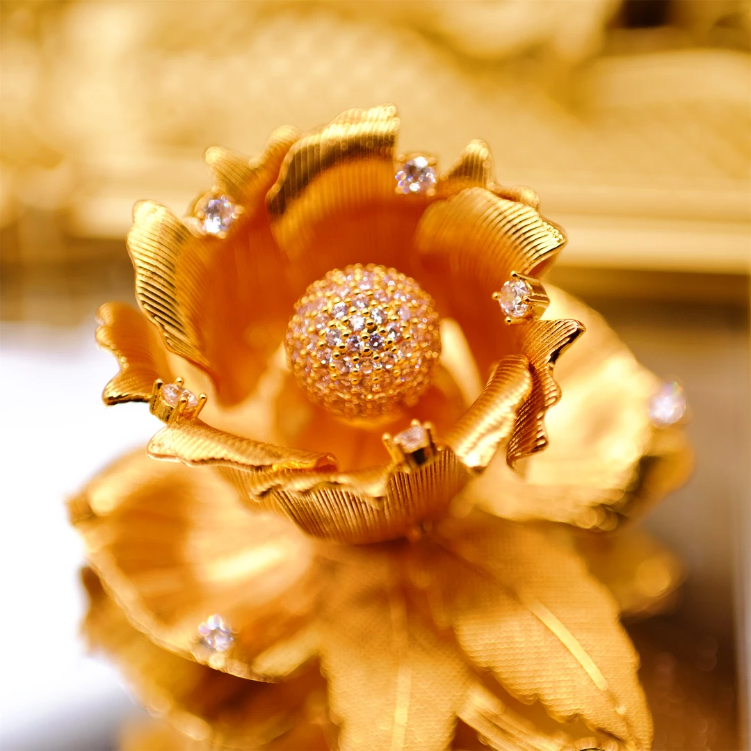 合金胸针 Z0700糖家【满钻机械开合花】中古时尚镶嵌重工轻奢胸针