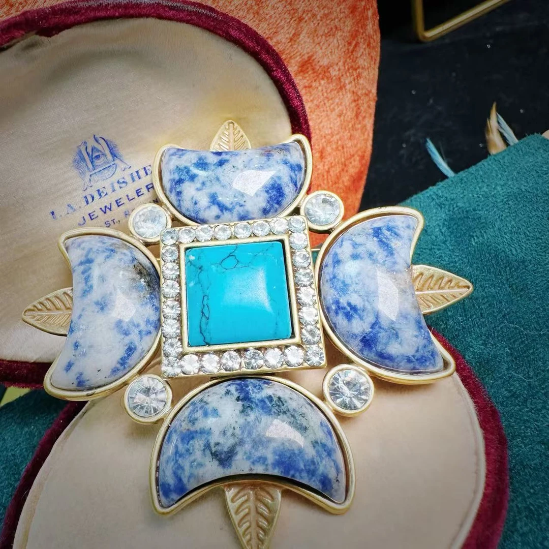 铜合金胸针 【十字青金】A014 中古vintage 轻奢时尚复古中古胸针