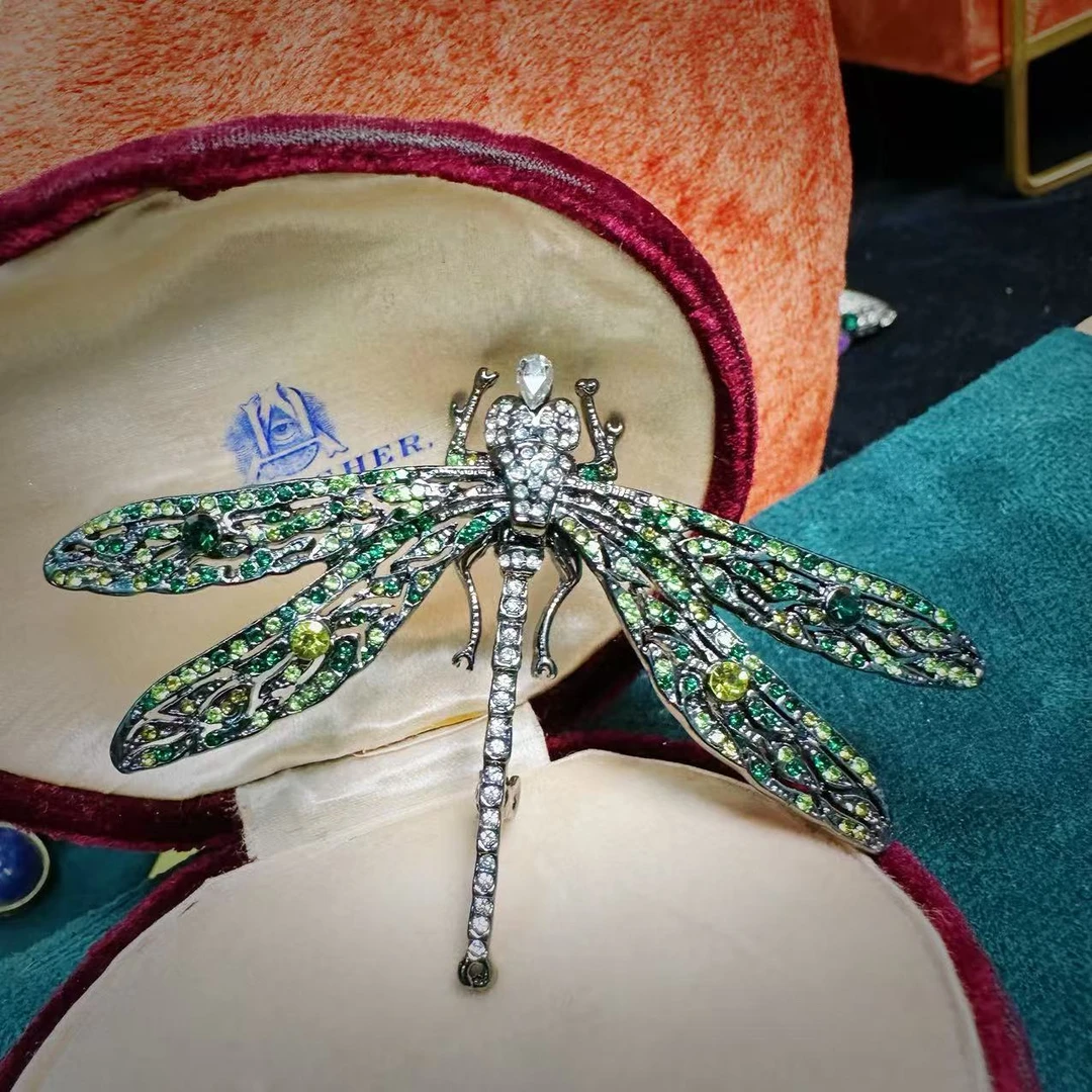 铜合金胸针 Z0785【KJL蜻蜓 绿色】vintage 轻奢时尚复古中古胸针