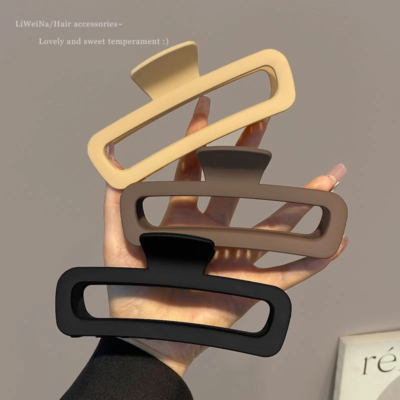 咖色磨砂头发夹子夏大号洗澡鲨鱼夹简约发卡后脑勺盘发抓夹头饰女