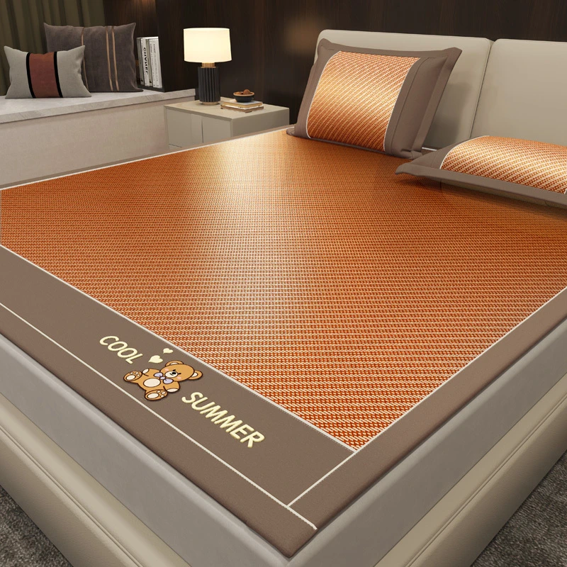 凉感刺绣冰藤席纤维凉席冰凉夏季款席子夏天家用空调席冰感丝软席