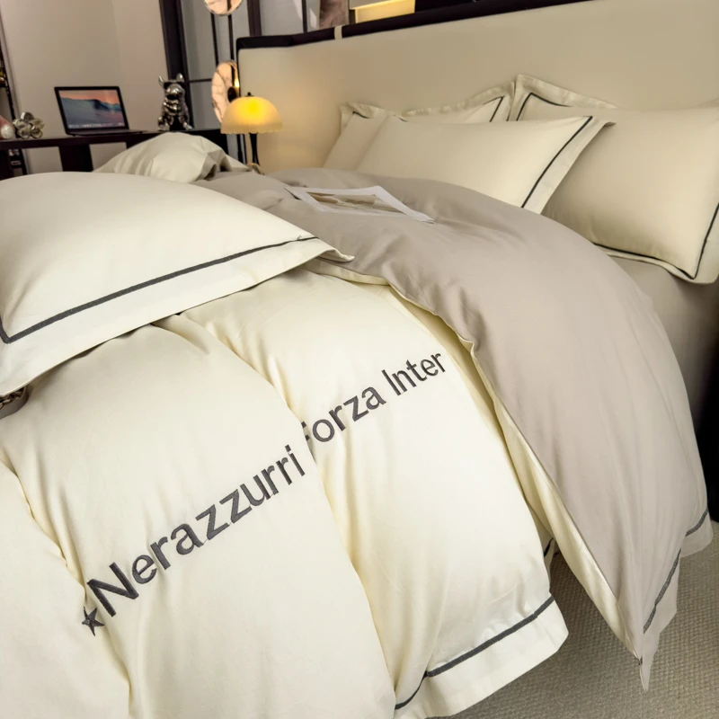 高档加厚刺绣纯棉磨毛四件套全棉床单被套床上用品套件过冬4件套