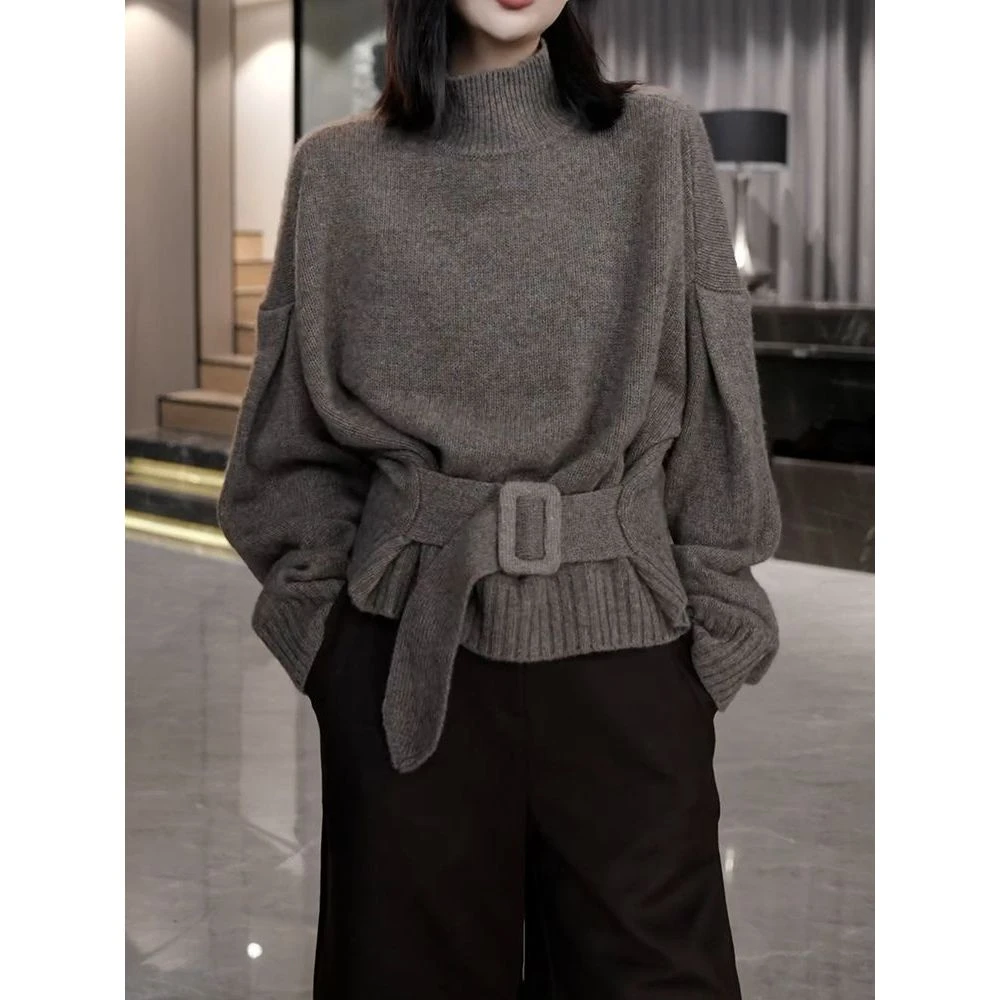 韩式小香风气质减龄纯色百搭毛衣2026春冬新款宽松显瘦长袖针织衫