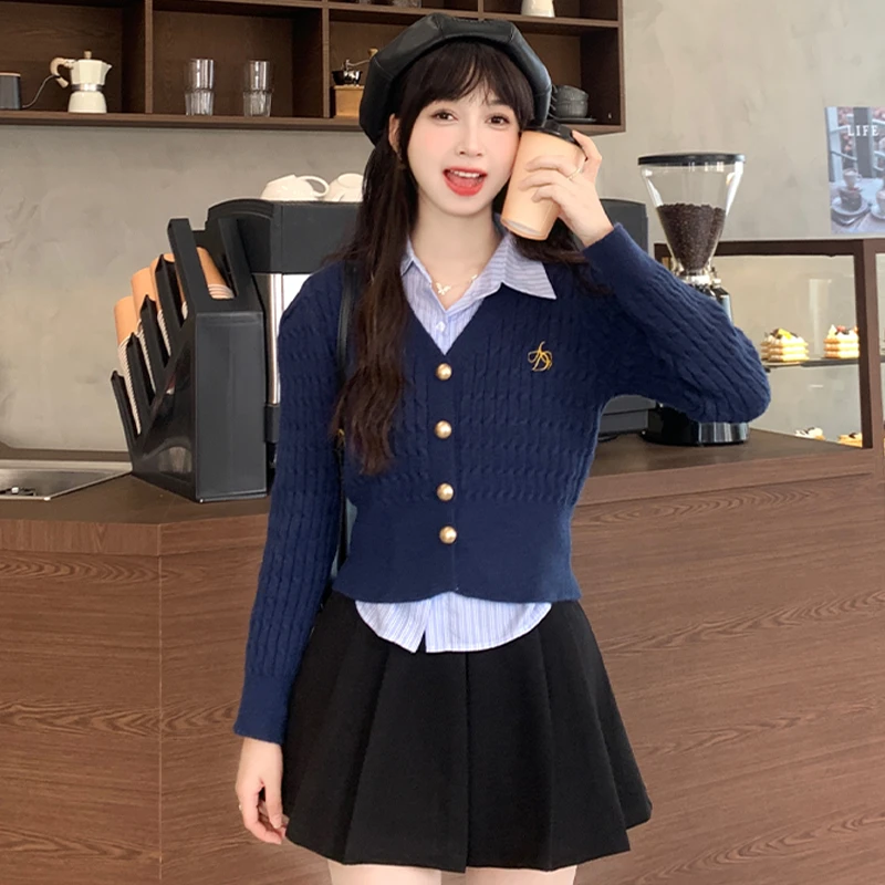 法式学院风甜辣炸街针织开衫女2024夏季新款时尚百搭上衣