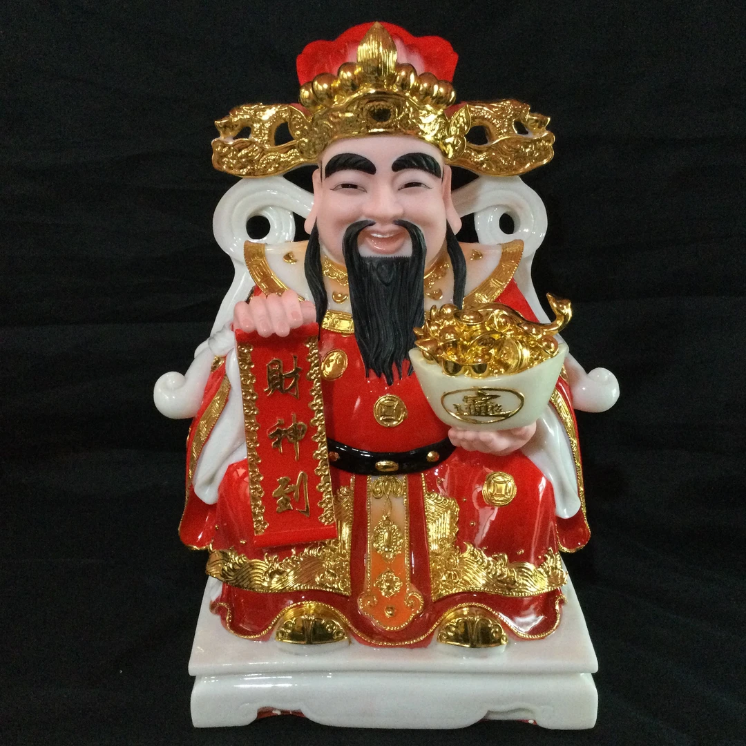 新款大号汉白玉空心款财神爷家居摆件创意玄关摆件客厅店铺摆件