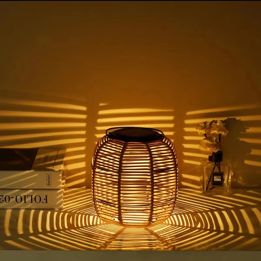 太阳能庭院灯户外防水灯草坪灯别墅花园露台手提藤编落地灯氛围灯