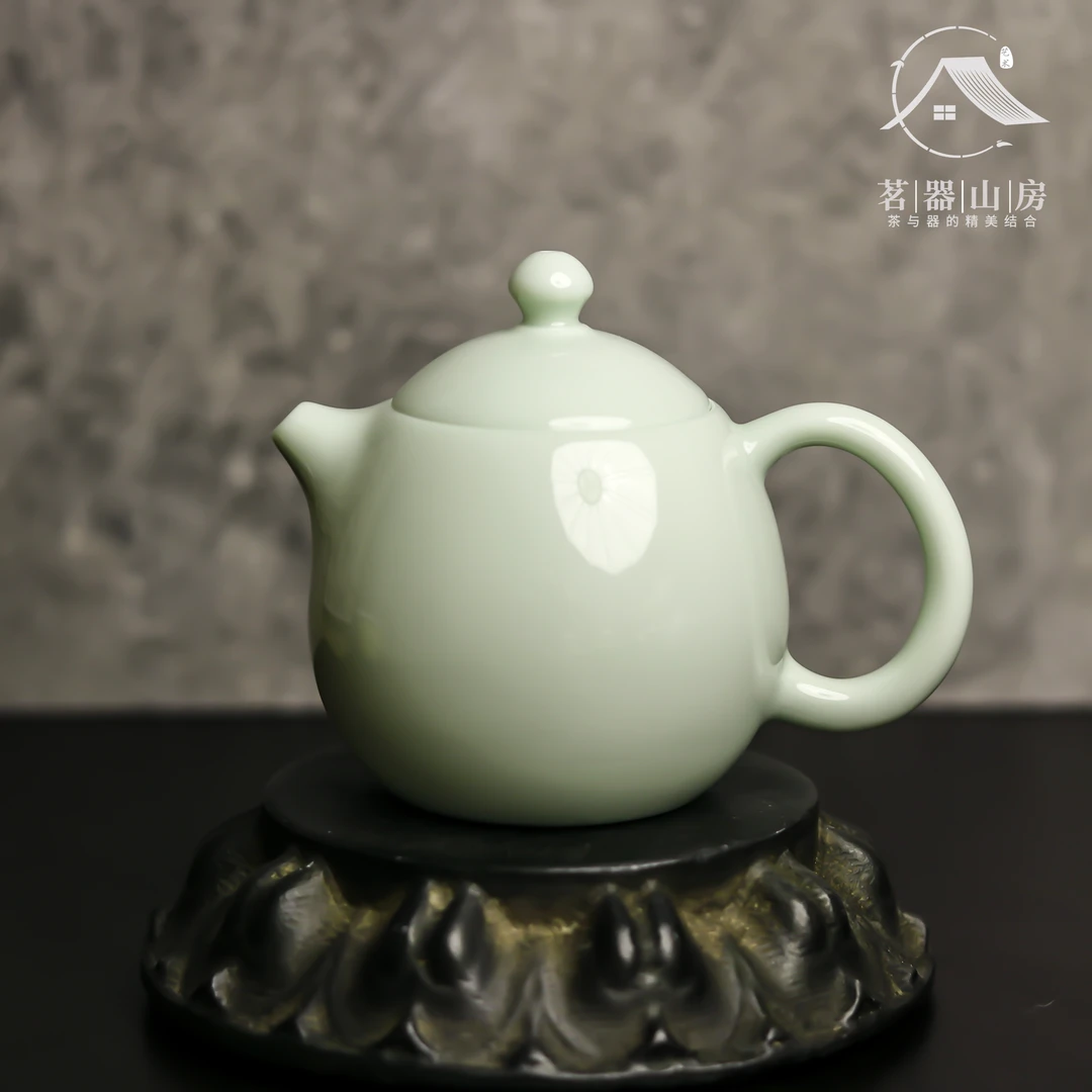 茗器山房出品 精工手工绿瓷绿龙蛋壶茶壶茶具 200cc
