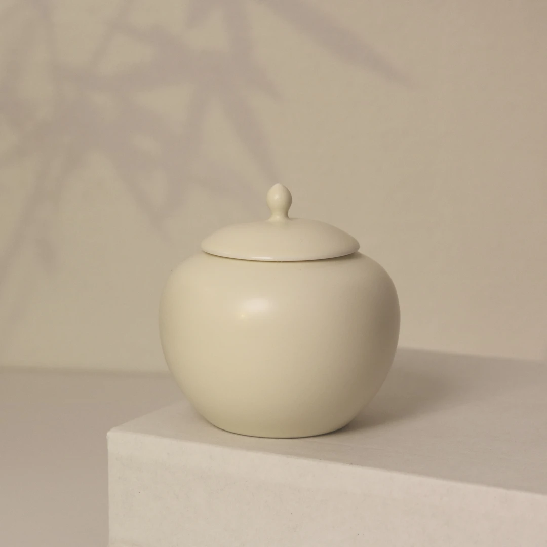 茗器山房 米黄舒服釉陶瓷谷仓茶叶罐密封旅行罐