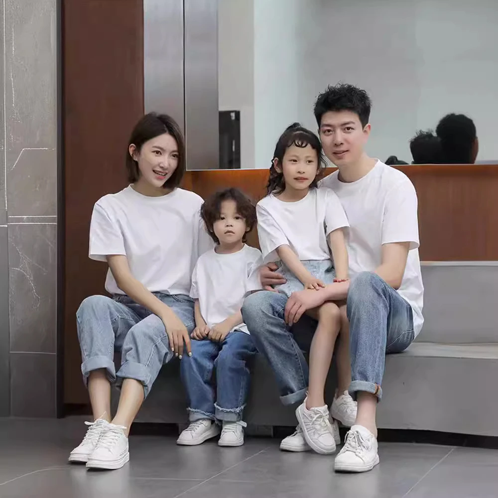 儿童白色短袖T恤夏季纯棉打底衫时尚百搭夏季半袖纯色宽松圆领