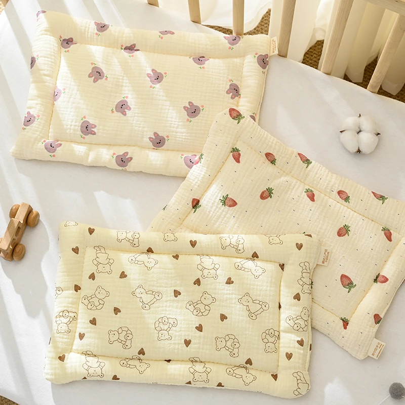 婴儿枕头宝宝低枕新生儿棉枕0-1岁纱布柔软吸汗纯棉透气幼儿柔软