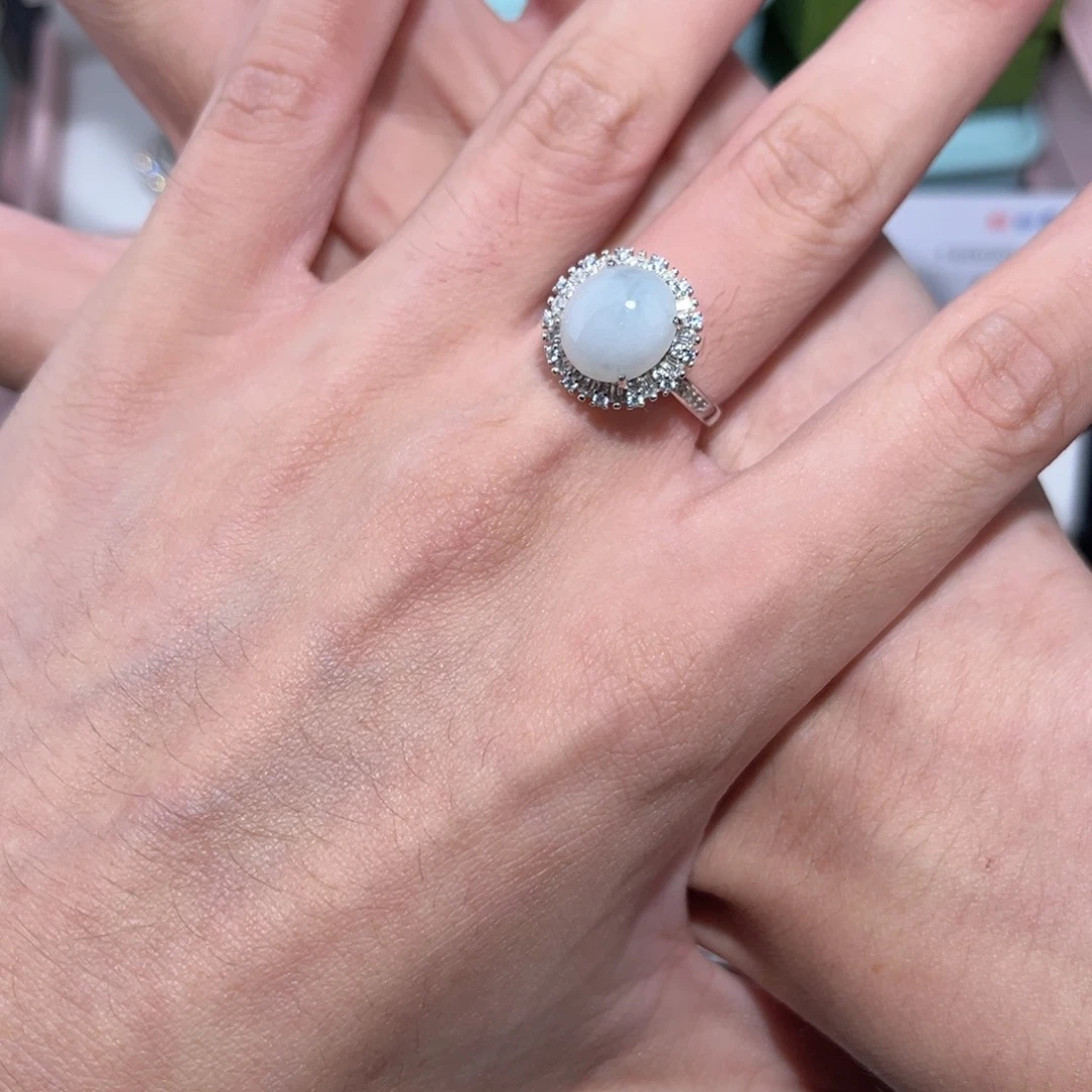 翡翠戒指银S925镶嵌67788