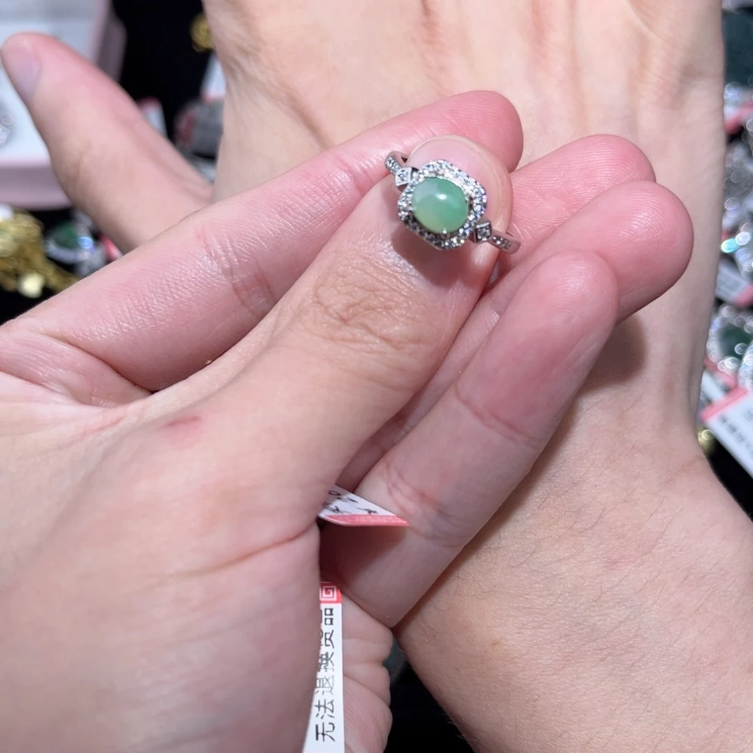 翡翠戒指银S925镶嵌56788
