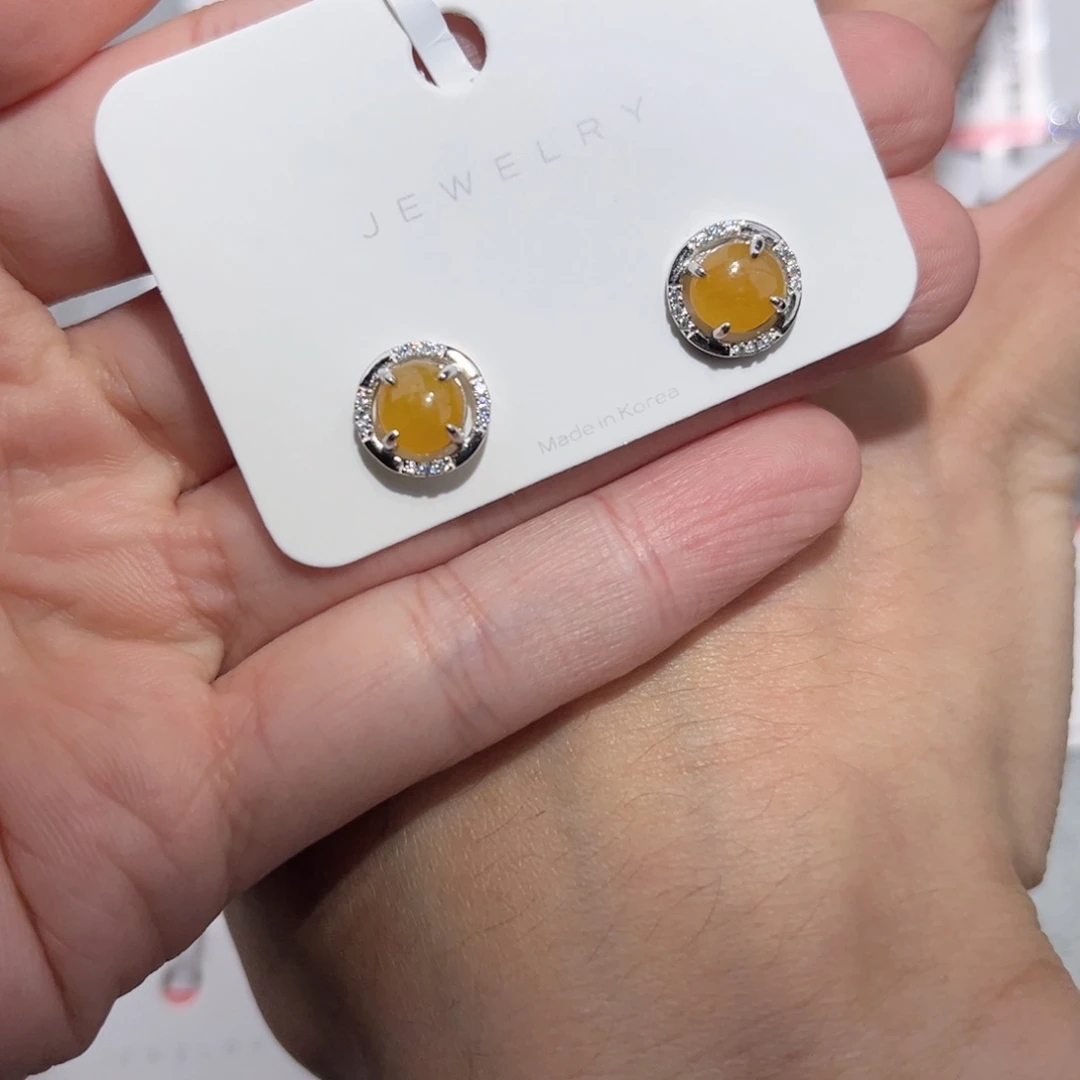 翡翠耳饰银S925镶嵌花*～56789