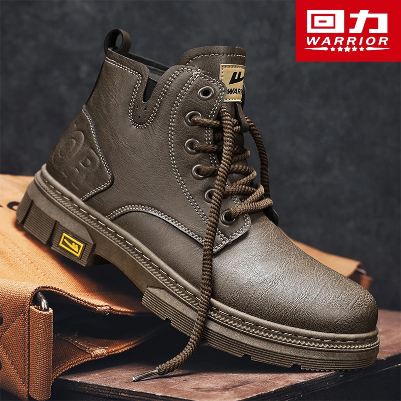 回力马丁靴男鞋冬季复古英伦高帮皮靴男士户外雪地保暖休闲工装靴