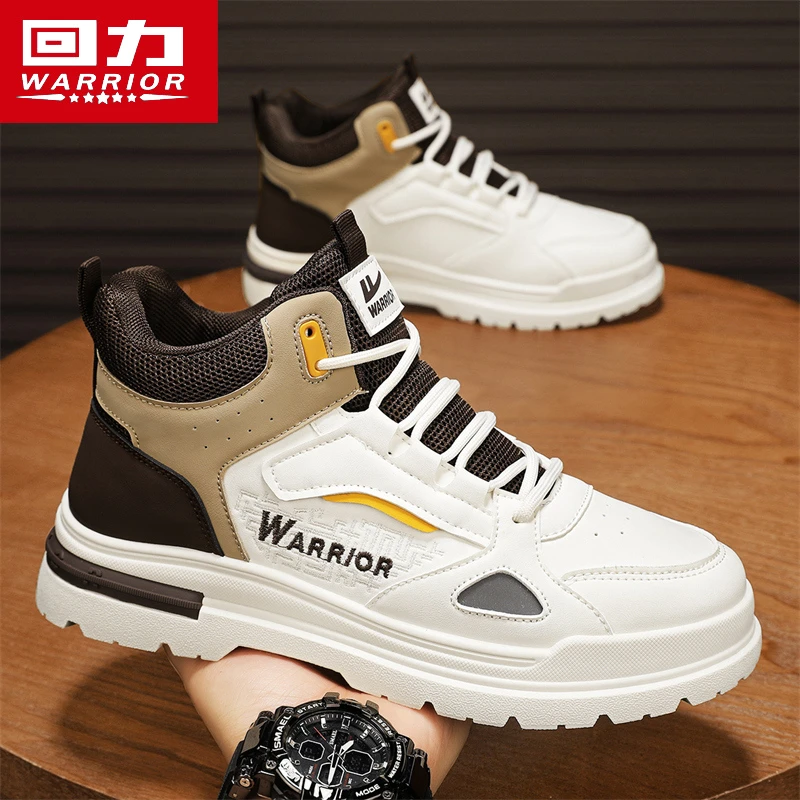 回力高帮男鞋春季运动休闲百搭男士皮面工装板鞋防滑耐磨马丁潮鞋