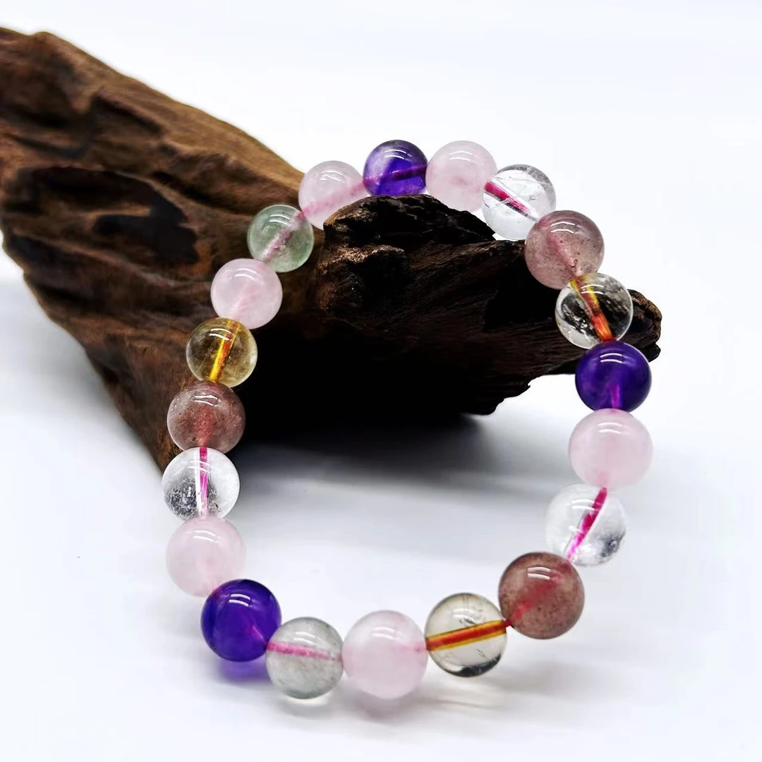 六彩色超七多宝全能量天然水晶手串