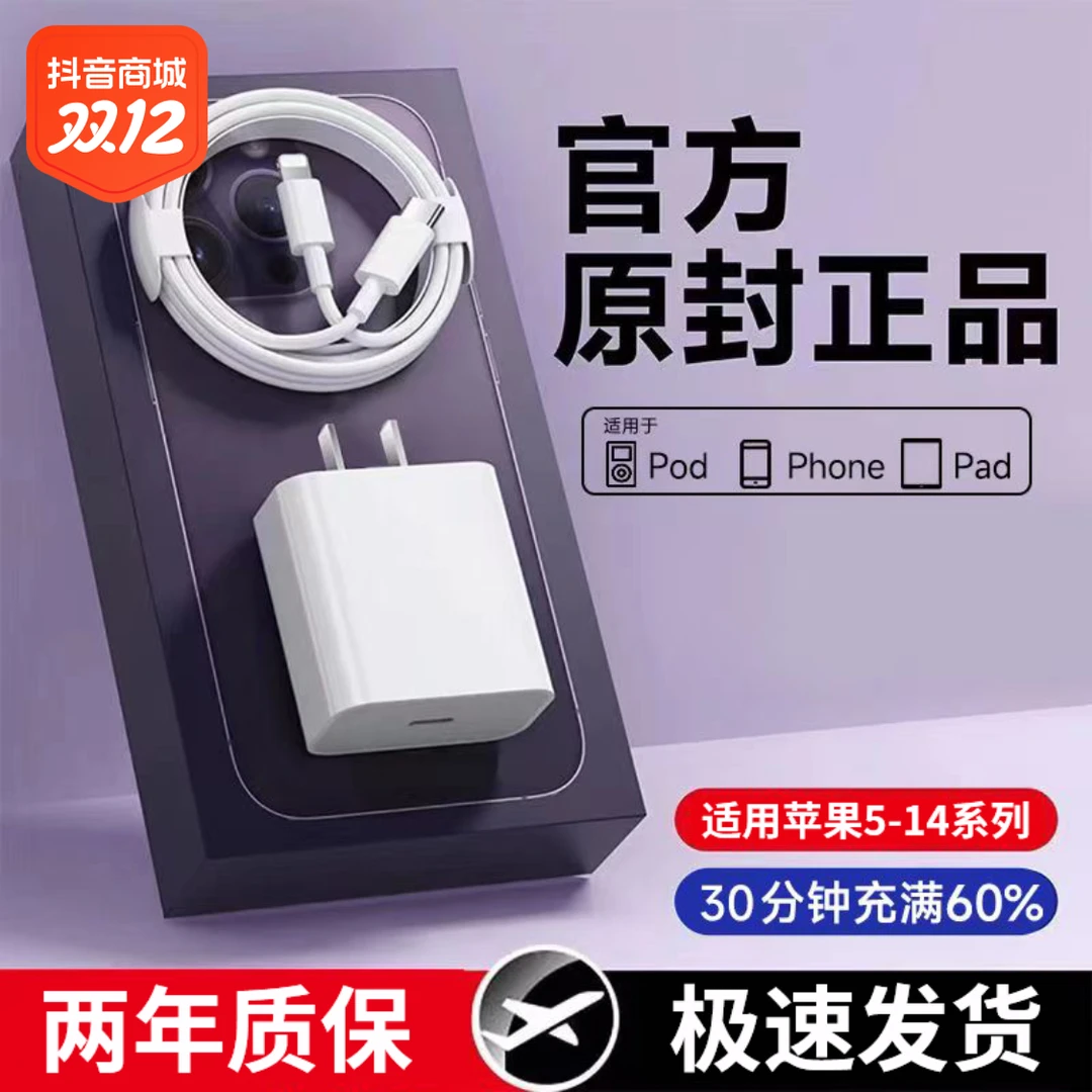 适用苹果充电器30WPD快充头iPhone14/13/12/11Pro快充数据线typec