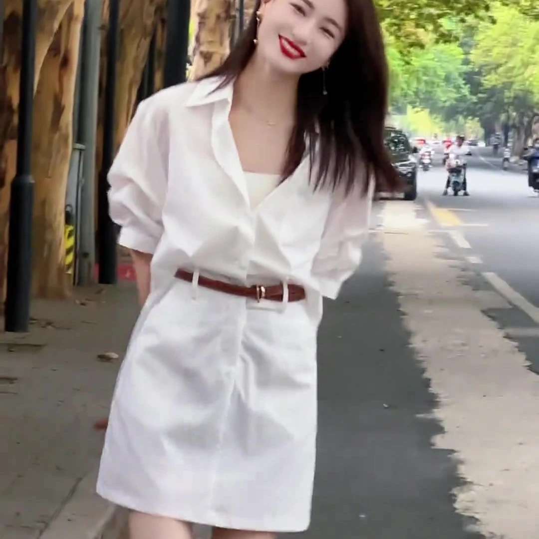 2025新款单排扣连衣裙女时尚气质休闲百搭高级感减龄显瘦宽松裙子