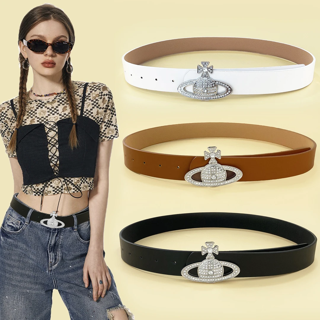 新款皮带女款装饰百搭时尚女腰带水钻镶钻腰封朋克风裤带潮流通用