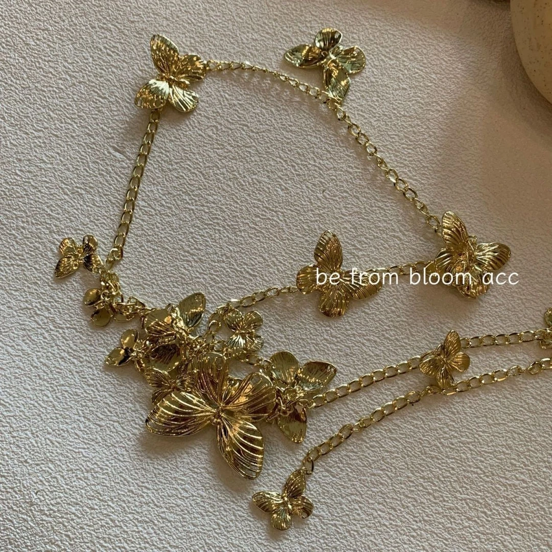 气质复古金属蝴蝶腰链女士小众设计高级感链条女款裙子毛衣配饰