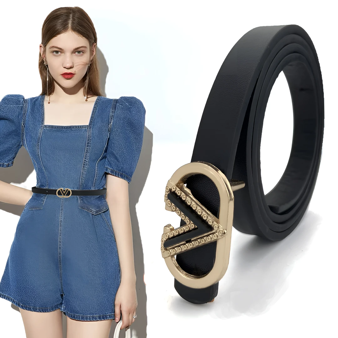 新款pu细腰带女V字扣女士细皮带时尚百搭女腰封西装裙子装饰裤带