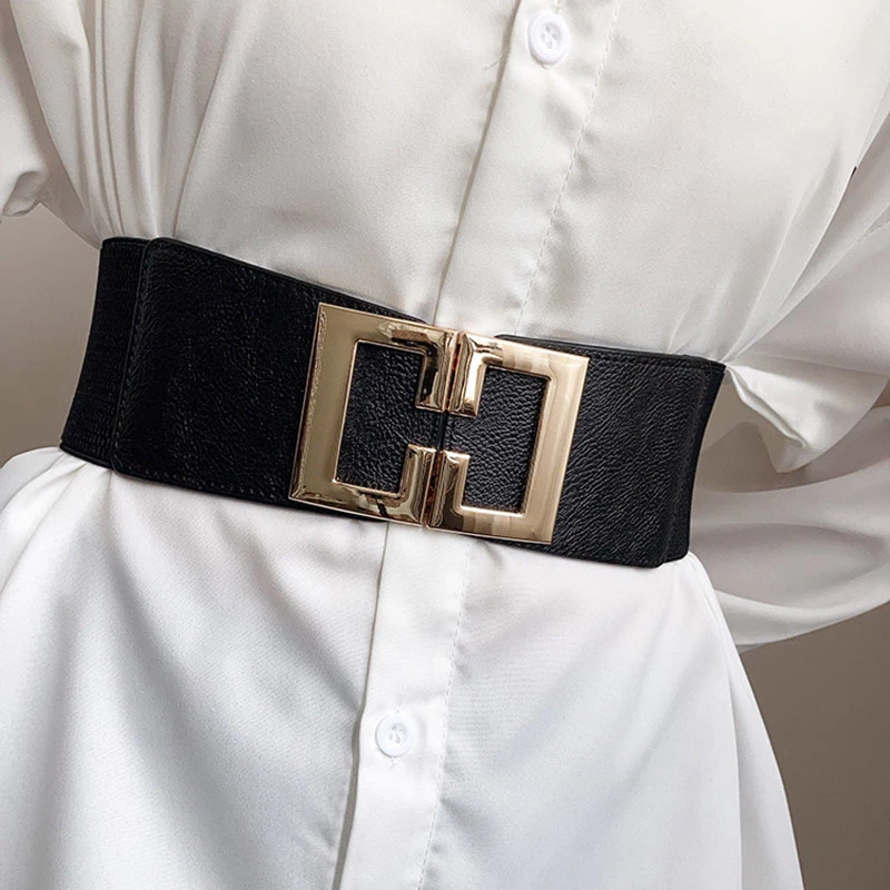 宽腰带女黑色腰封装饰连衣裙潮流时尚百搭弹力松紧欧美配裙子韩版