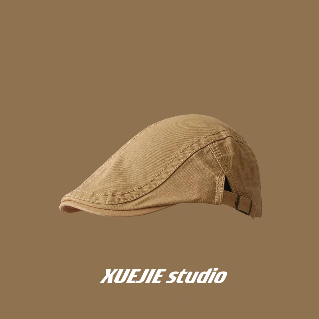 2024四季款纯棉前进帽复古风报童帽女士简约百搭文艺贝雷帽潮