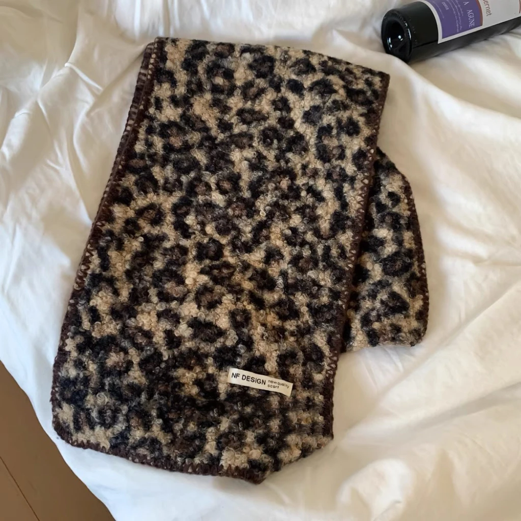 25S 新款围巾女冬季韩版百搭豹纹围脖高级感仿羊绒加厚保暖大披肩