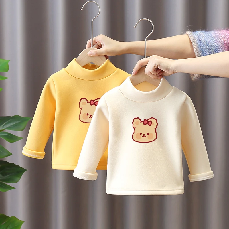 促销 儿童秋冬2023德绒半高领内衣女童长袖T恤男童上衣宝宝打底衫