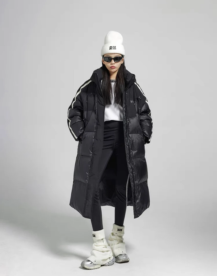 【保暖羽绒服】长款运动新款羽绒服潮流过膝女款中长款百搭时尚休闲