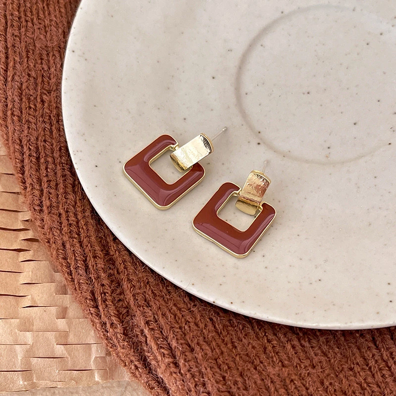 铜合金耳饰 美拉德系列！休闲复古港风小众甜美气质耳环