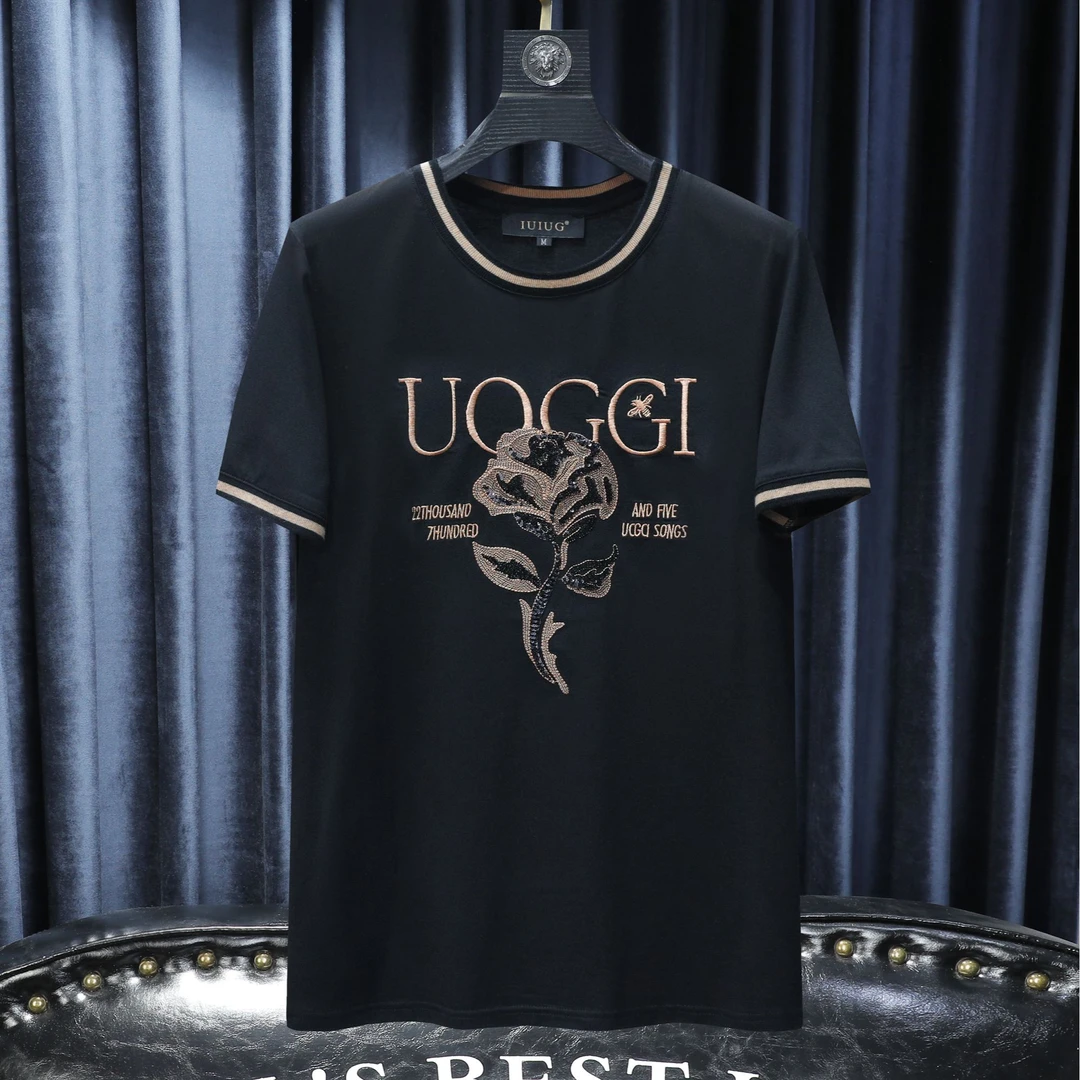 男士时尚潮流休闲百搭高级感夏季半袖个性t恤-87612上衣圆领