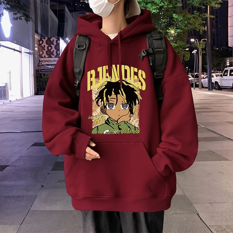 纯棉卫衣男大码春秋季新款宽松印花连帽上衣潮流情侣休闲套头外套