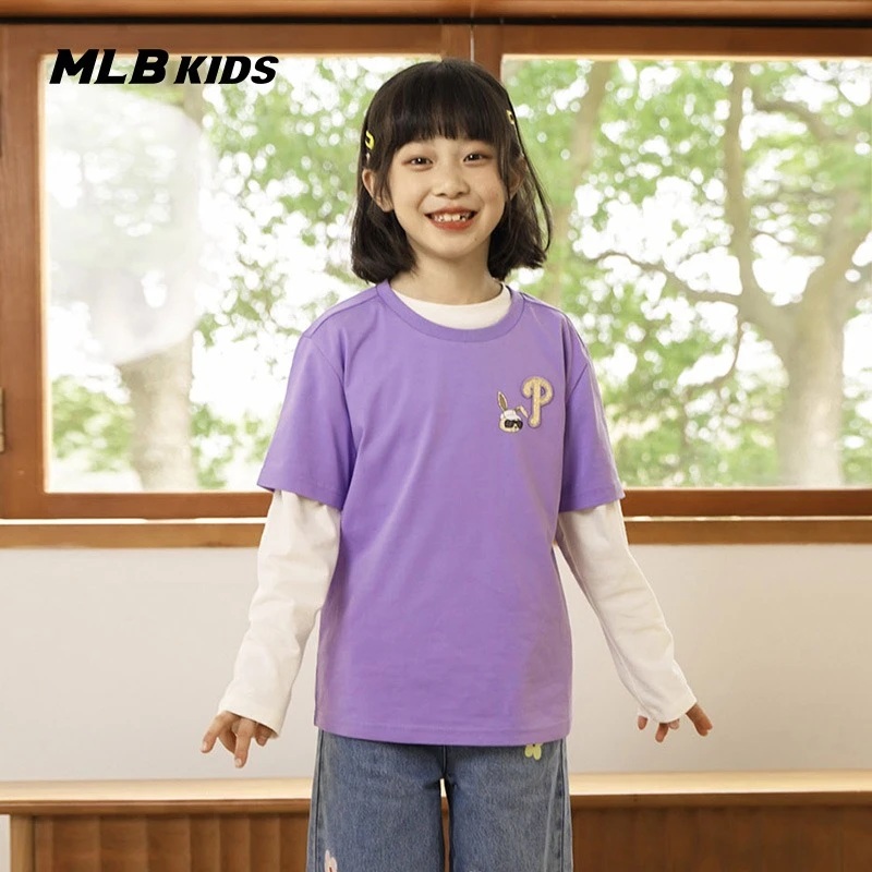 MLB【商场同款】儿童圆领短袖中大童时尚百搭夏季t恤 7ATSEC133