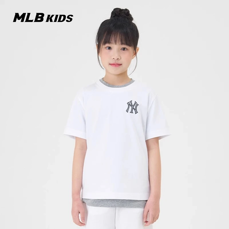 MLB【商场同款】儿童纯色时尚t恤中大童宽松圆领短袖25夏 7ATSB0243