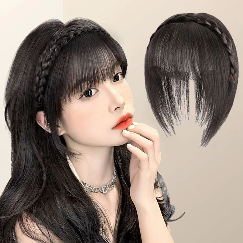 刘海假发女真发发箍一体头顶补发片自然增发量前额遮白发假发贴片