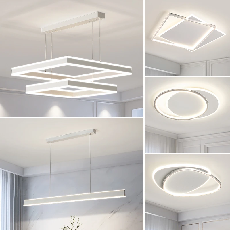 客厅吊灯2023新款网红极简餐厅卧室主灯北欧方形灯具现代简约大气