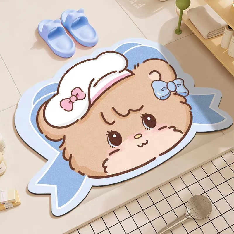 异形卡通可爱浴室硅藻泥吸水厨房厕所地垫脚垫防滑卧室口耐磨地毯